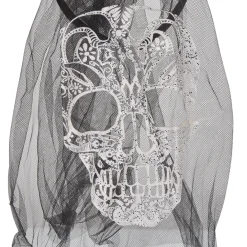 Serre-tête adulte Halloween voile calavera fleuri noir et rouge*Gifi Best