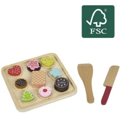 Gifi Jeux D'Imagination Et D'Imitation<Set du petit pâtissier en bois - plateau de pâtisseries