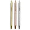 Stylo à bille bleu rétractable design pailleté x3*Gifi