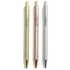 Stylo à bille bleu rétractable design pailleté x3*Gifi