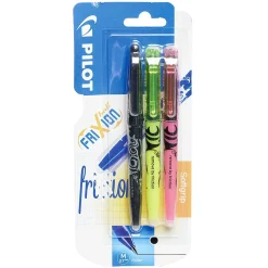 Stylo FriXion roller ball effaçable 1x noir 2x rose et jaune lumineux*Gifi New