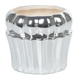 Gifi Sucrier cupcake gris argenté avec couvercle blanc
