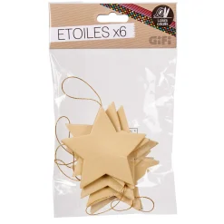 Gifi Suspension de Noël étoile papier mâché x6