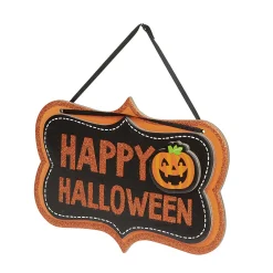 Suspension de porte pancarte Happy Halloween orange et noire bois*Gifi Outlet