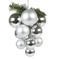 Gifi Suspension grappe boule de Noël argentée