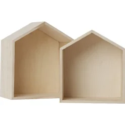 Gifi Suspension maison déco bois naturel x2