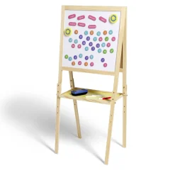 Gifi Tableau en bois double face magnétique et craie avec accessoires