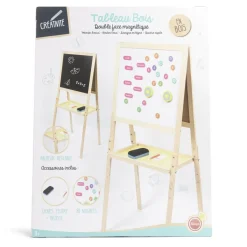 Gifi Tableau en bois double face magnétique et craie avec accessoires