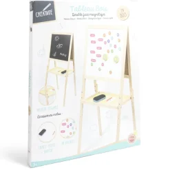 Gifi Tableau en bois double face magnétique et craie avec accessoires