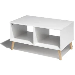 Gifi Table basse blanche Bergen 2 niches