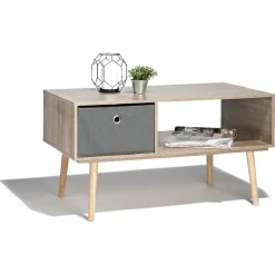Gifi Table basse naturelle Bilbao 1 tiroir et 1 niche
