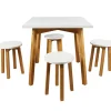 Gifi Table et 4 tabourets blanc pied marron