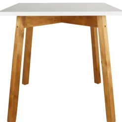 Gifi Table et 4 tabourets blanc pied marron