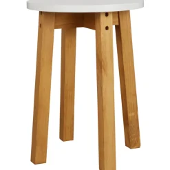 Gifi Table et 4 tabourets blanc pied marron