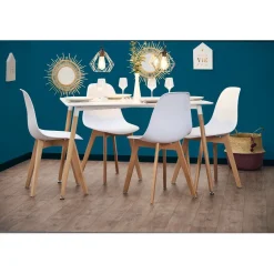 Gifi Table repas Bergen blanc 6 couverts