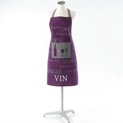 Gifi Tablier avec poche imprimé verres de vin violet