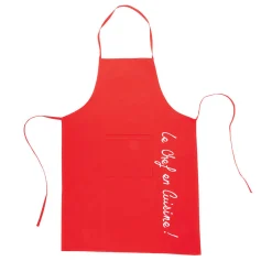Gifi Tablier avec poche rouge Le chef en cuisine