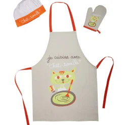 Gifi Tablier toque et manique enfant Chat touille