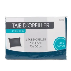 Gifi Taie d oreiller bleu gris avec volant