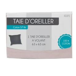 Gifi Taie d oreiller rose avec volant