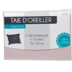 Gifi Taie d oreiller rose avec volant
