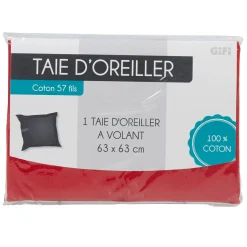 Gifi Taie d oreiller rouge avec volant