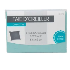 Gifi Taie d oreiller vert d eau avec volant
