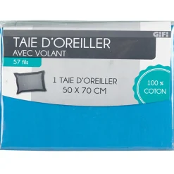 Gifi Taie oreiller bleu avec volant