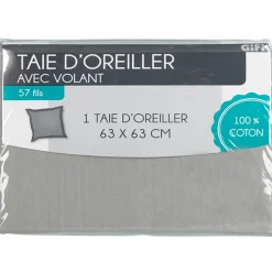 Gifi Taie oreiller gris clair avec volant