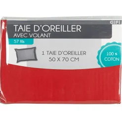 Gifi Taie oreiller rouge avec volant