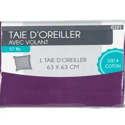 Gifi Taie oreiller violet avec volant
