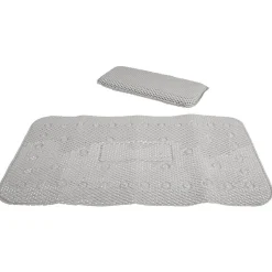 Gifi Tapis de bain antidérapant et coussin gris