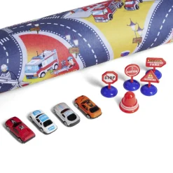 Hot Gifi Tapis de jeu avec 4 voitures et 5 accessoires 70x80cm