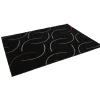 Gifi Tapis géométrik noir design courbes blanches et rouges