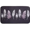 Gifi Tapis gris design plumes roses et blanches