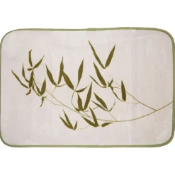 Gifi Tapis rectangle design feuille blanc et vert