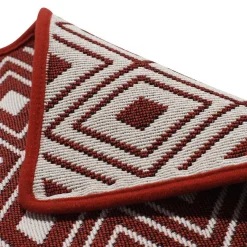 Gifi Tapis réversible rouge et blanc design losanges