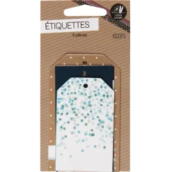 Gifi Étiquette cadeau décor bleu x6