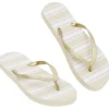 Best Gifi Tongs Femme plastique beige rayure blanche bride pailleté doré 38/39
