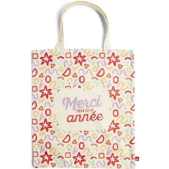 Hot Gifi Tote bag coton beige imprimé Merci pour cette année - 4 modèles