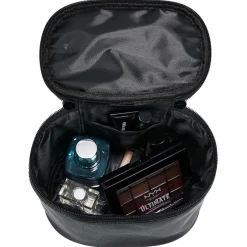 Outlet Gifi Trousse de toilette noire à pompons 17x12xH14cm