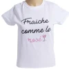 Gifi T-shirt femme inscription Fraîche Comme le Rosé coton blanc