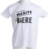 Discount Gifi T-shirt homme inscription Tout Travail Mérite Sa Bière coton blanc