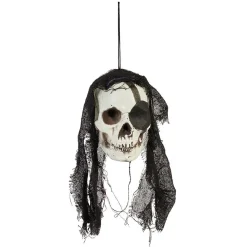Tête squelette pirate à suspendre Halloween rouge ou noir*Gifi Discount