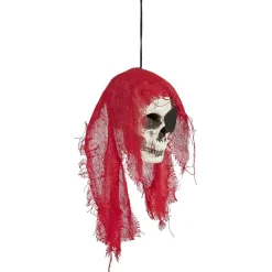 Tête squelette pirate à suspendre Halloween rouge ou noir*Gifi Discount