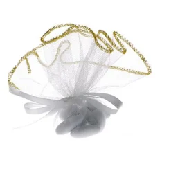 Gifi Tulle rond à dragées blanc contour doré x6