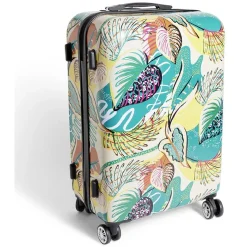 Discount Gifi Valise cabine rigide trolley 4 roulettes 65L feuillage multicolore