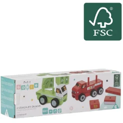 Gifi Jeux D'Imagination Et D'Imitation<Véhicule à assembler en bois certifié FSC® x2 - camion de pompier et de poubelle