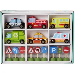 Gifi Eveil<Véhicules et panneaux de signalisation en bois certifié FSC® 15 pièces