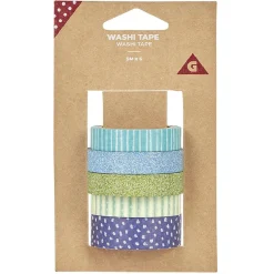 Washi tape x6 bleu et vert 5m*Gifi Outlet